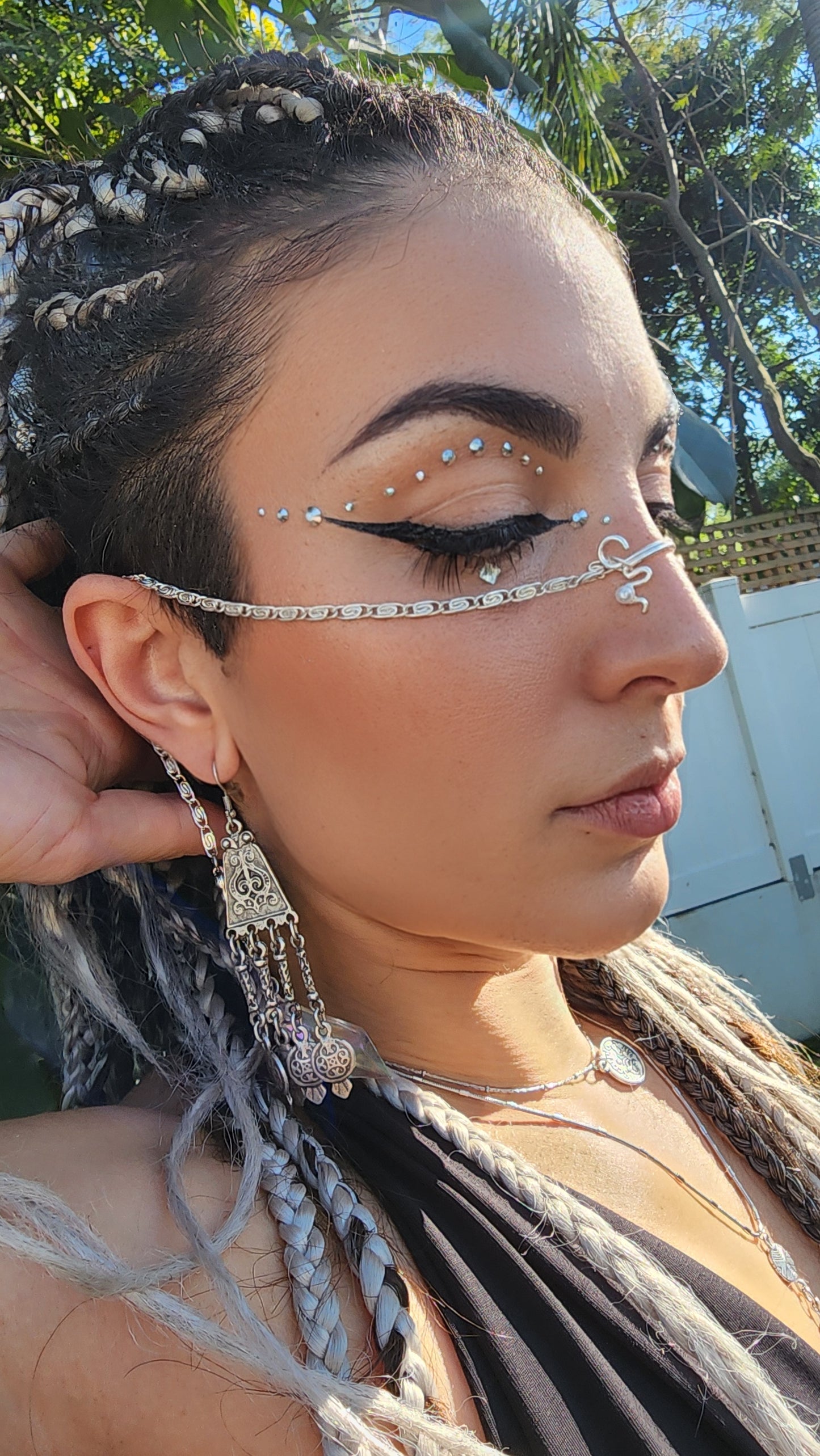 Silver plated face chain