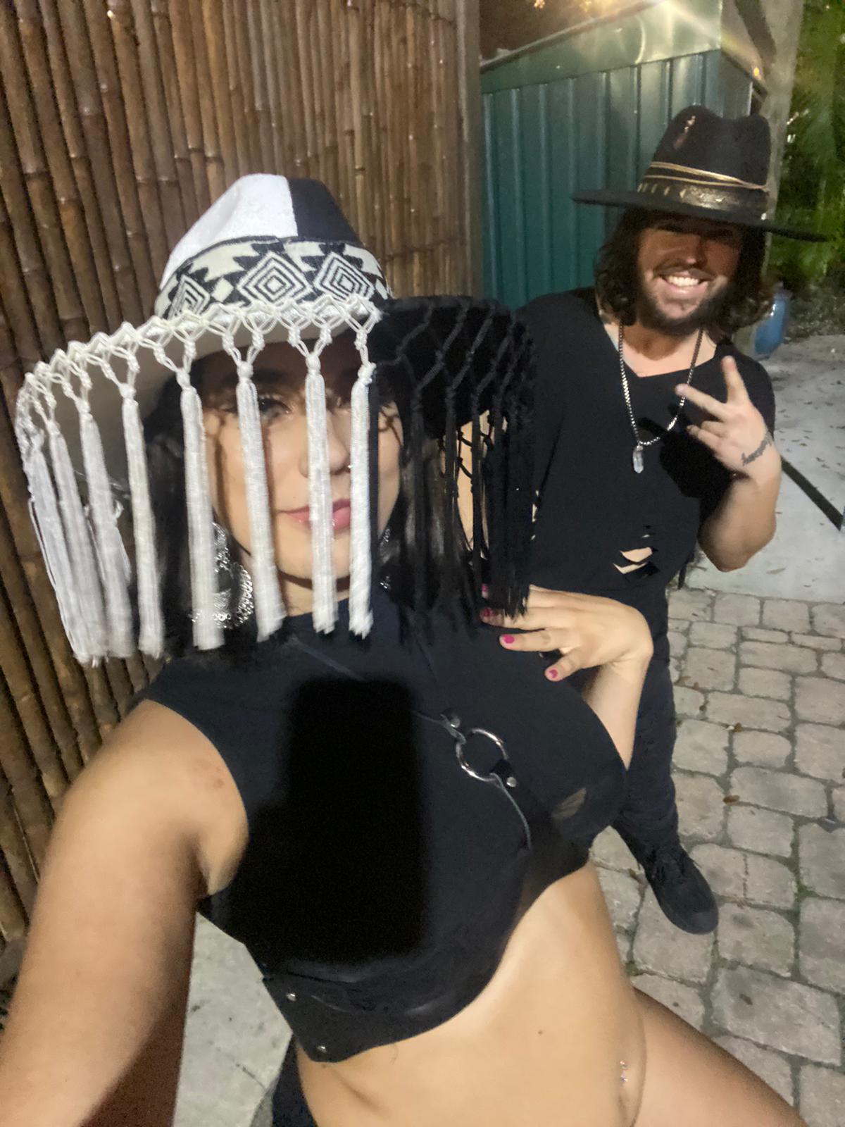 Half Black and White Fedora with Fringe