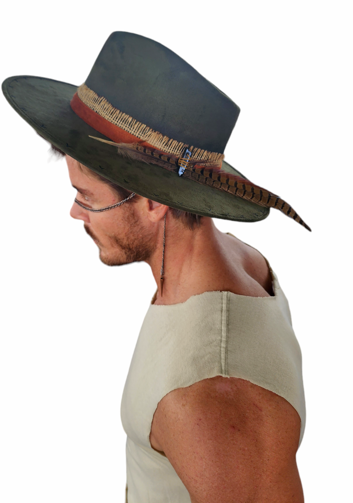 Dark Green Fedora With Pheasant Feather