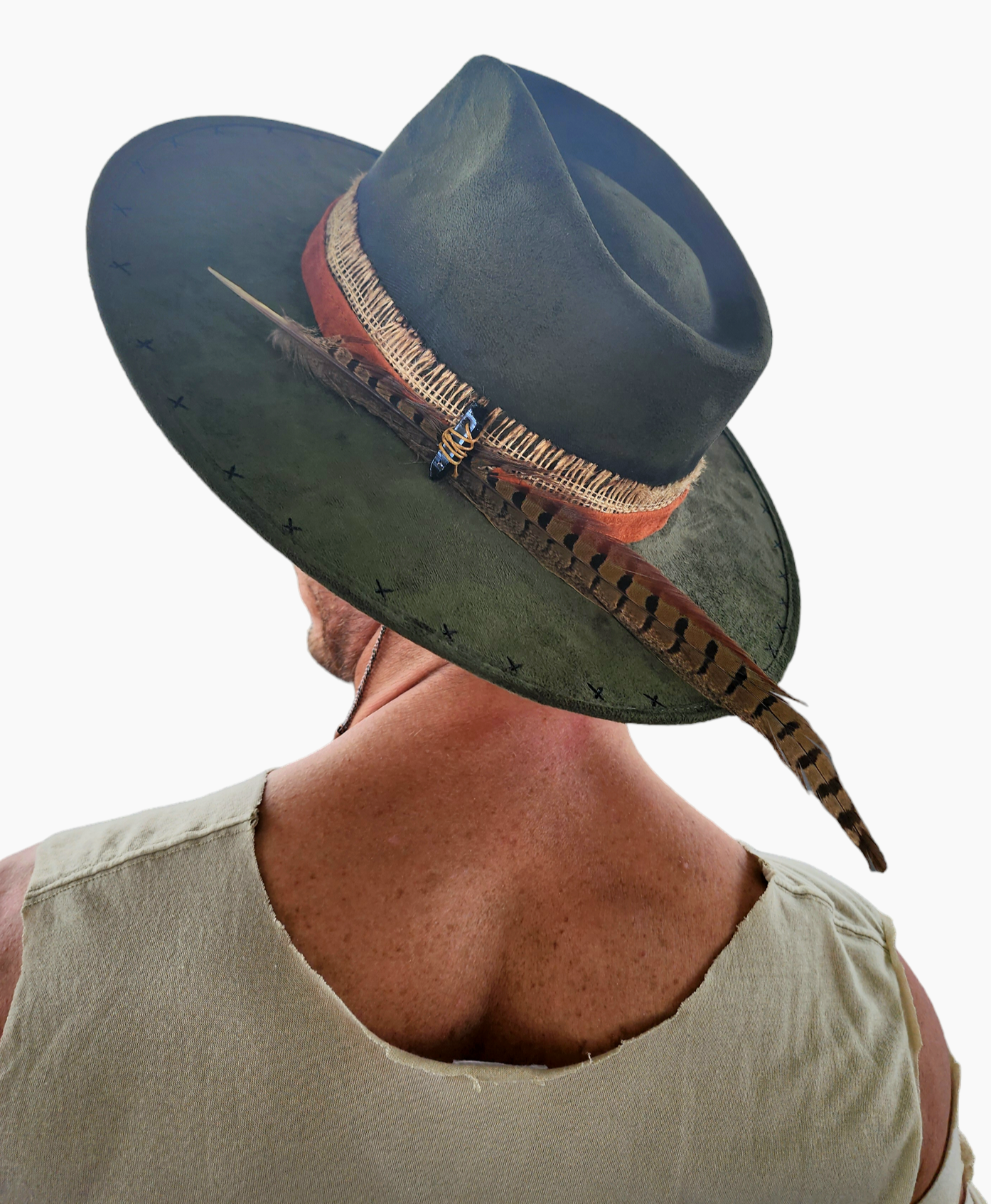 Dark Green Fedora With Pheasant Feather