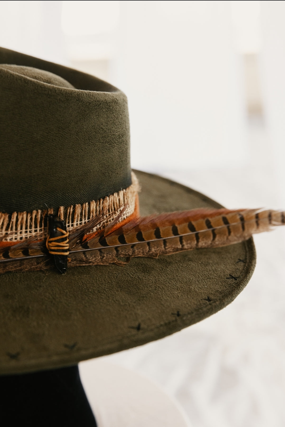 Dark Green Fedora With Pheasant Feather