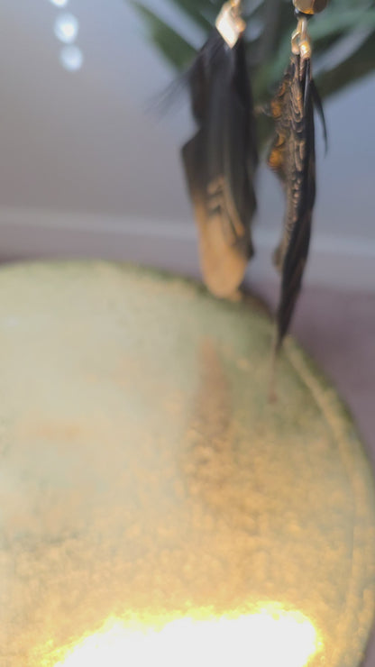 Gold and Black Feathered Face Chain