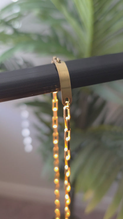 Leather & Gold Face Chain