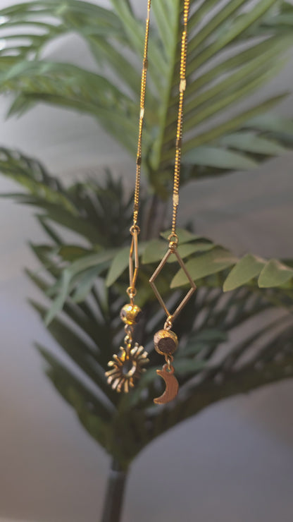Gold Sun and Moon Face Chain