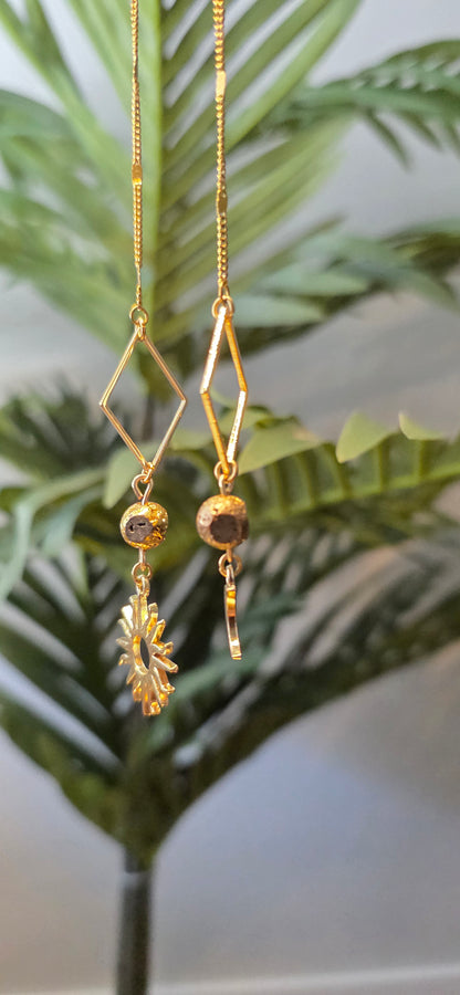 Gold Sun and Moon Face Chain