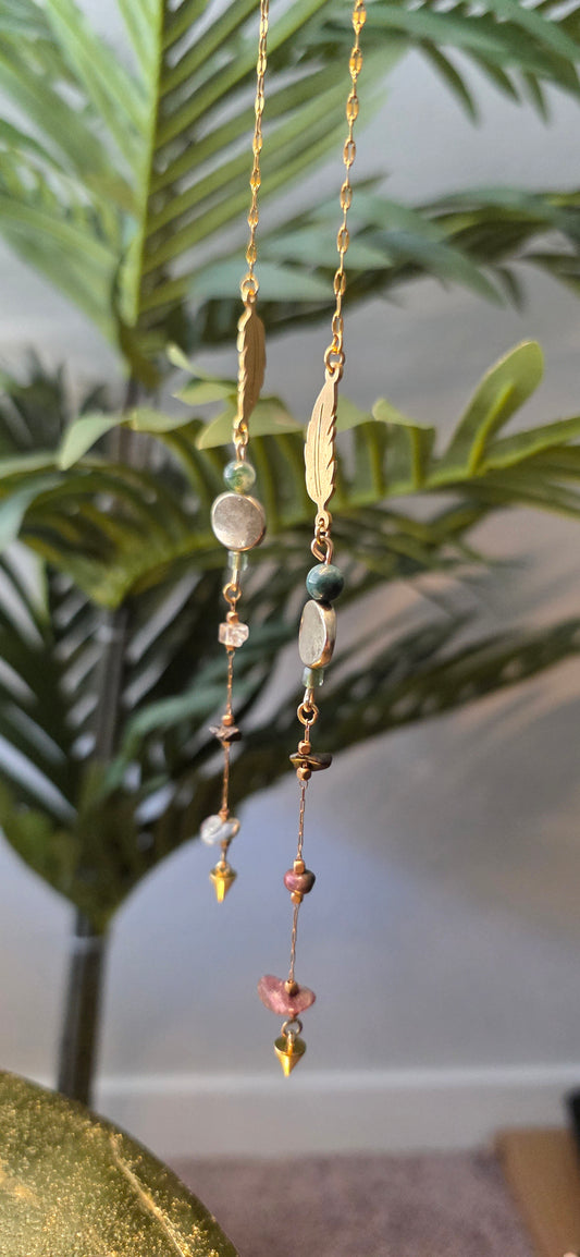 Gold Feather Face Chain