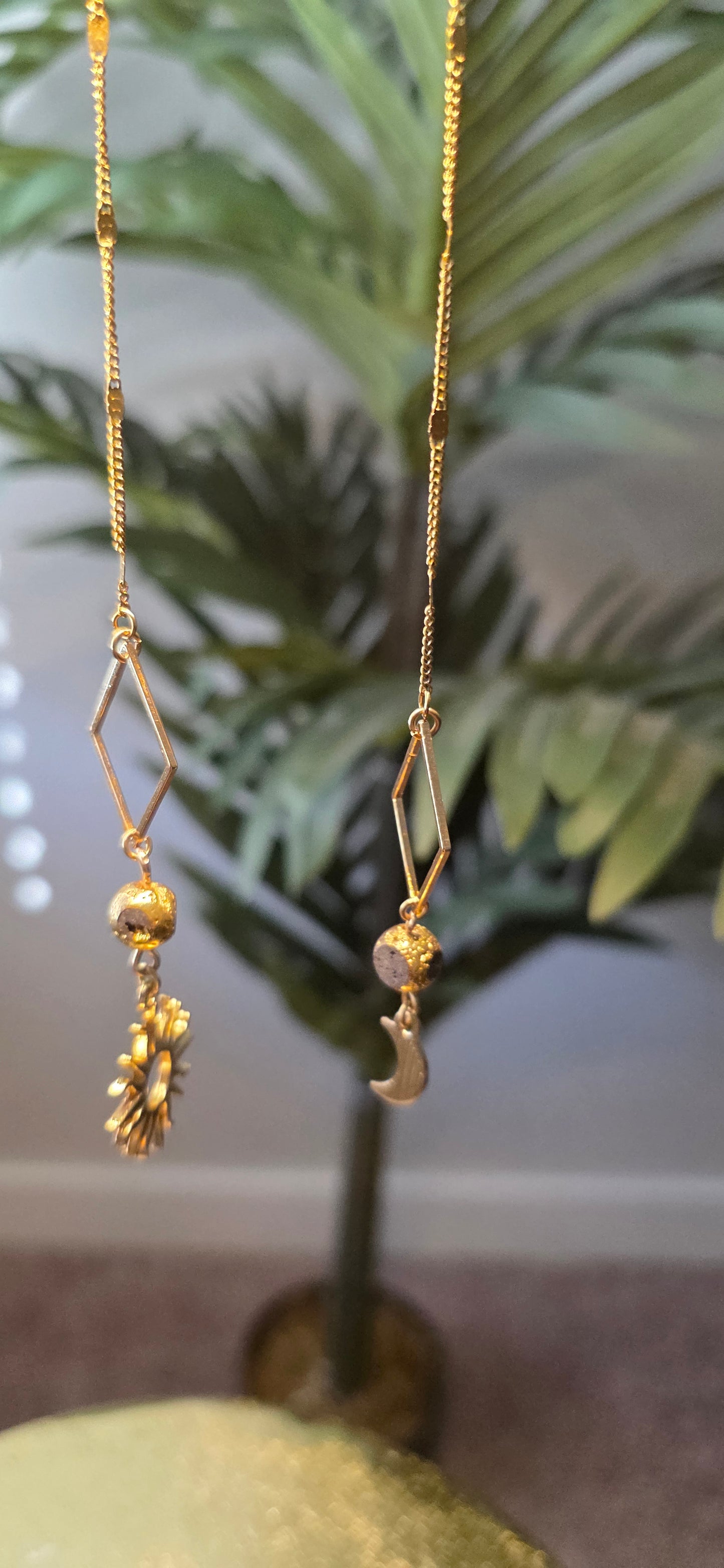 Gold Sun and Moon Face Chain