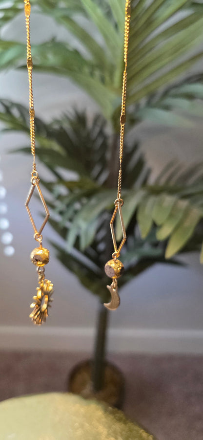 Gold Sun and Moon Face Chain