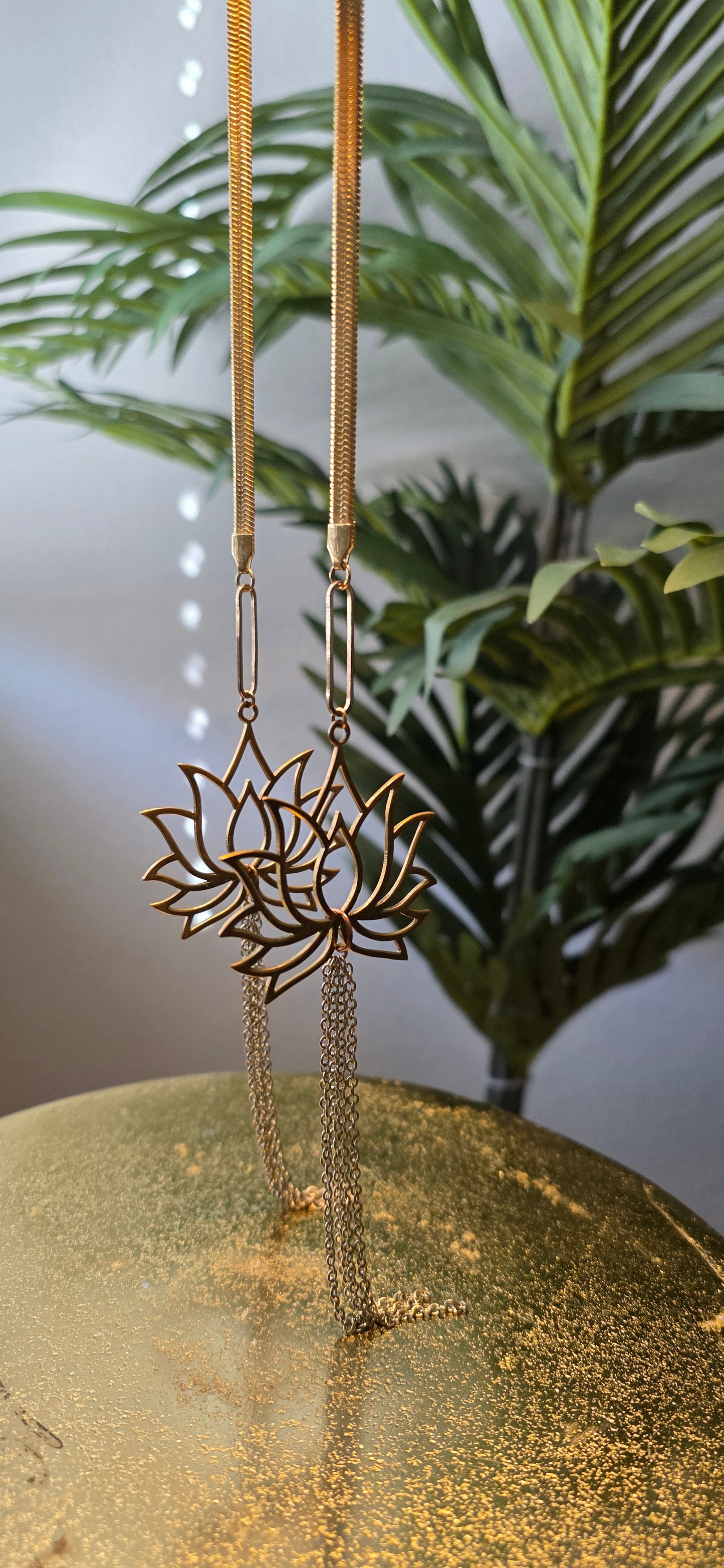 Gold Lotus Face Chain