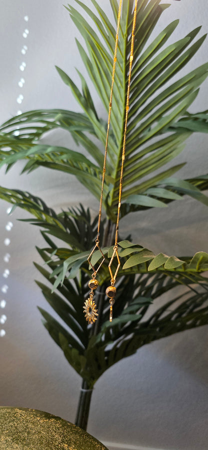 Gold Sun and Moon Face Chain